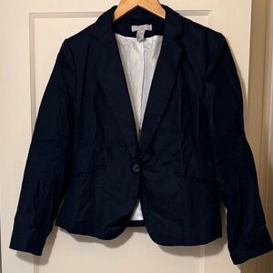 H&M Elegant Navy Blazer Linen Cotton Bkend never worn! NWOT